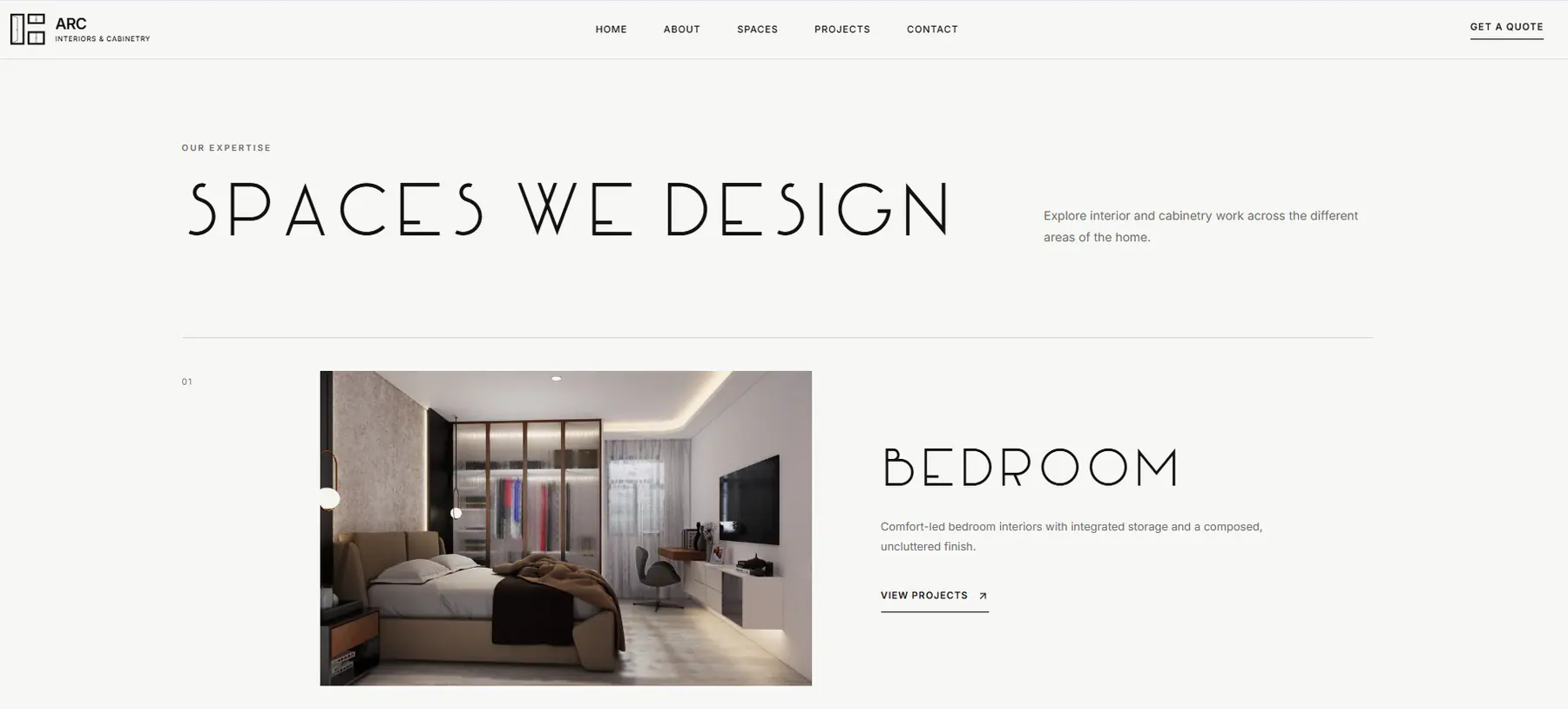 Additional screen from the ARC Interiors & Cabinetry website.