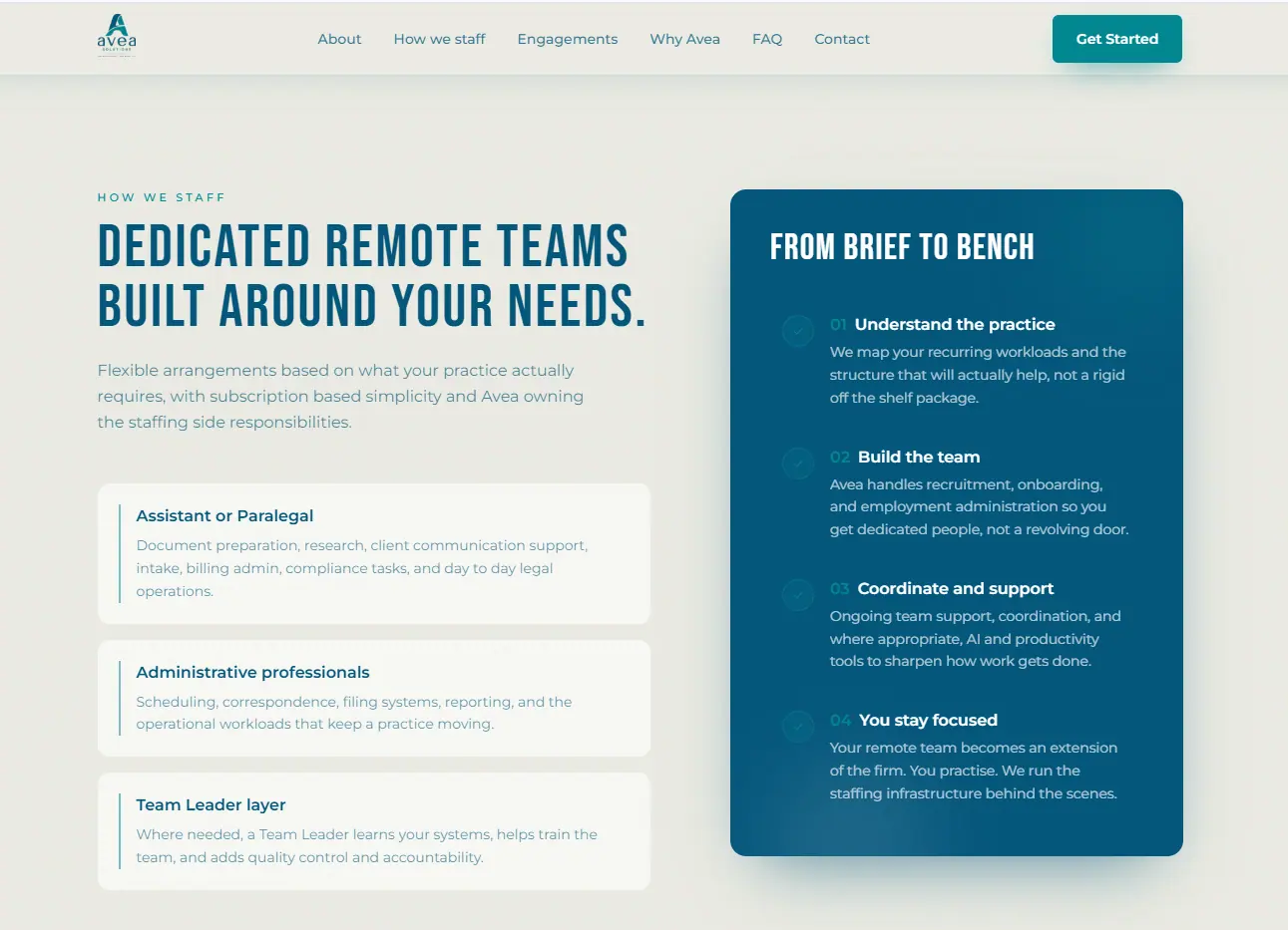 Additional screen from the AVEA Solutions website.