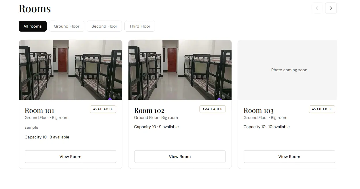 Additional screen from the HM Dormitory website.