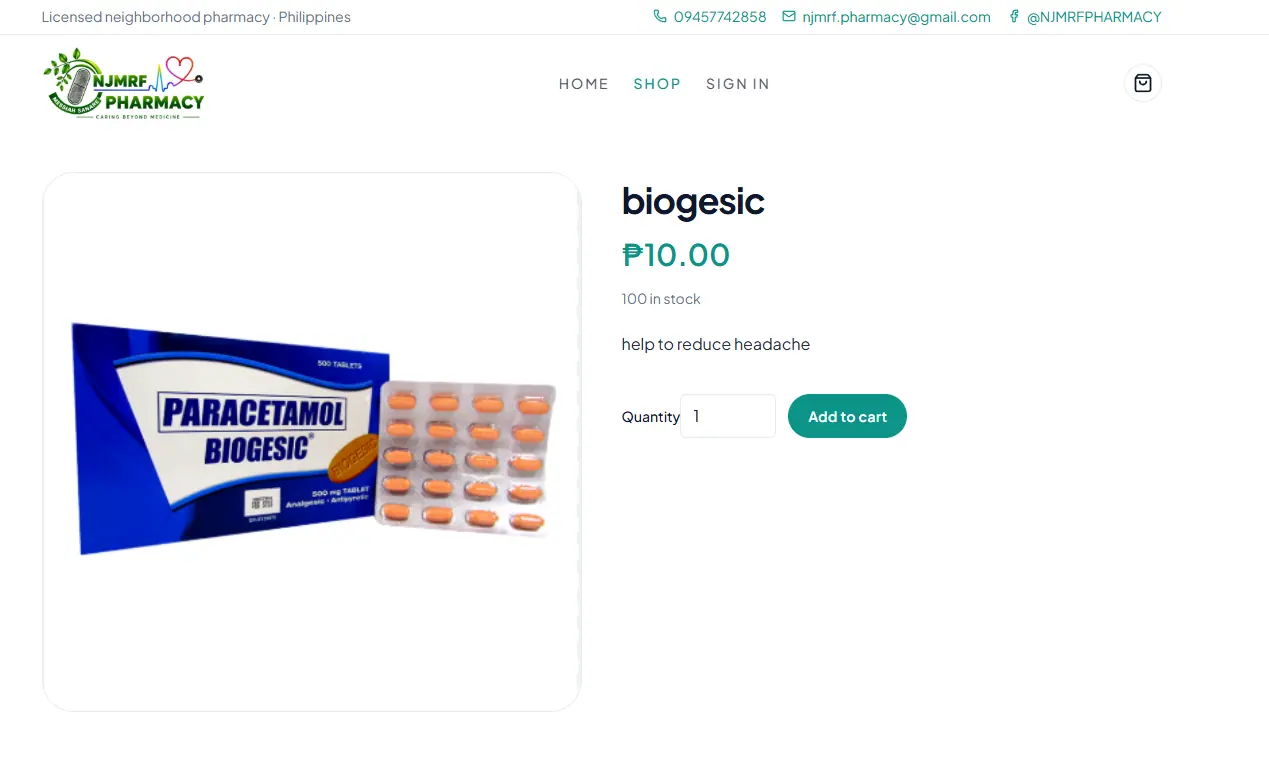 Additional screen from the NJMRF Pharmacy website.