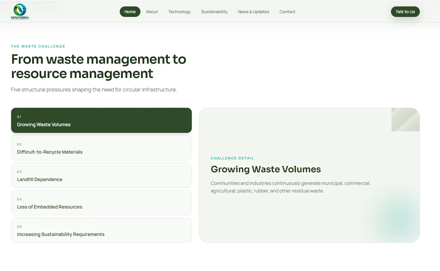 Additional screen from the Novaterra website.