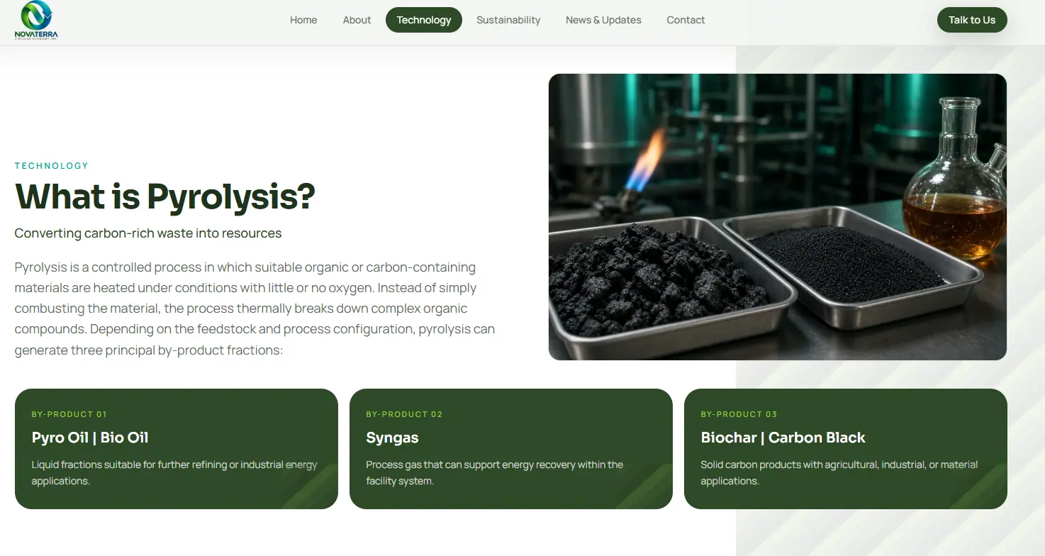 Additional screen from the Novaterra website.