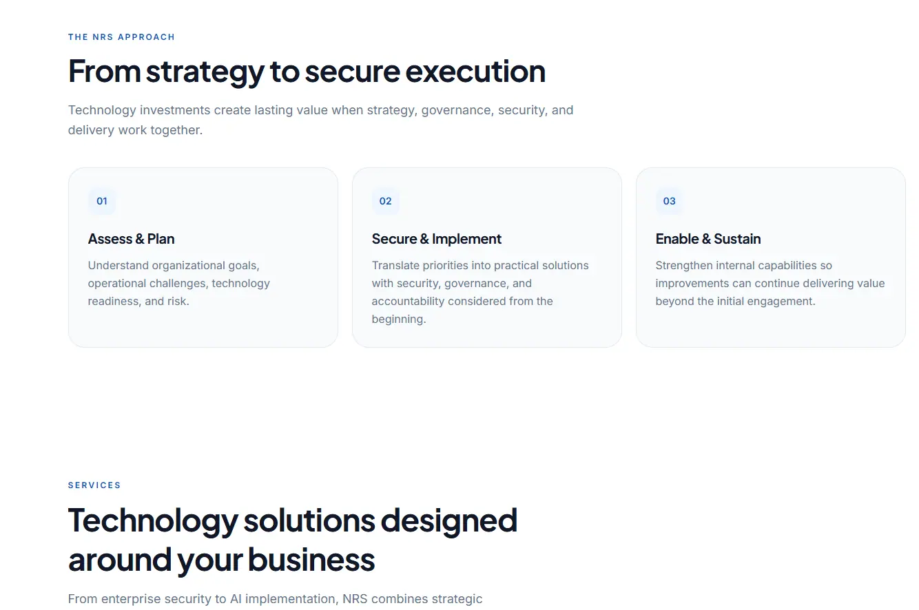 Additional screen from the NRS Technologies website.